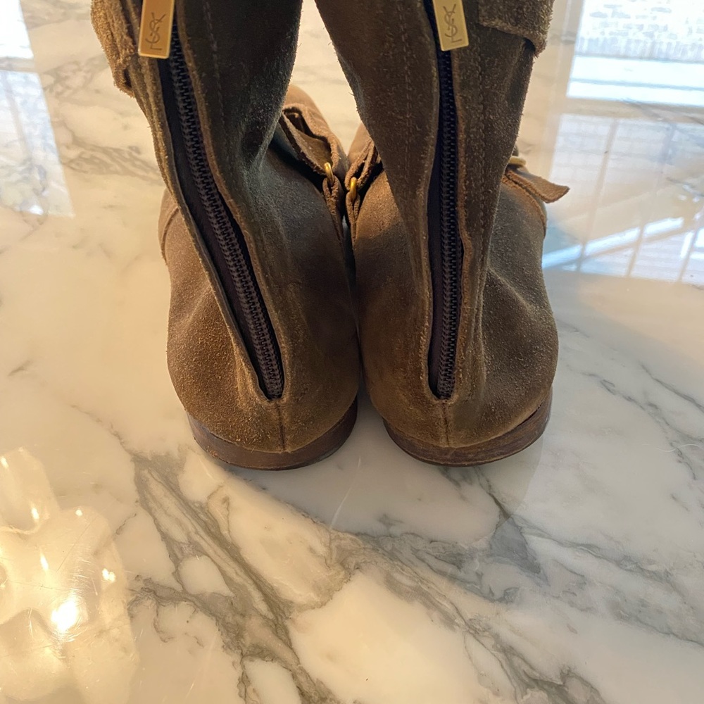 Yves Saint Laurent Brown Suede Boots - Picture 3 of 13